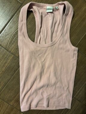 Aritzia Homestretch Ribbed Scoop Neck Tank - Dusty Pink